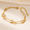 Titanium Steel Electroplated Women's Doublelayer Design Bracelet With Heart And Rhombus Patterns