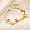 Titanium Steel Electroplated Women's Doublelayer Design Bracelet With Heart And Rhombus Patterns