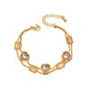 Titanium Steel Electroplated Women's Doublelayer Design Bracelet With Heart And Rhombus Patterns