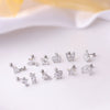 Titanium Steel Electroplated Women's Earrings With Crown Butterfly Star And Moon Shapes