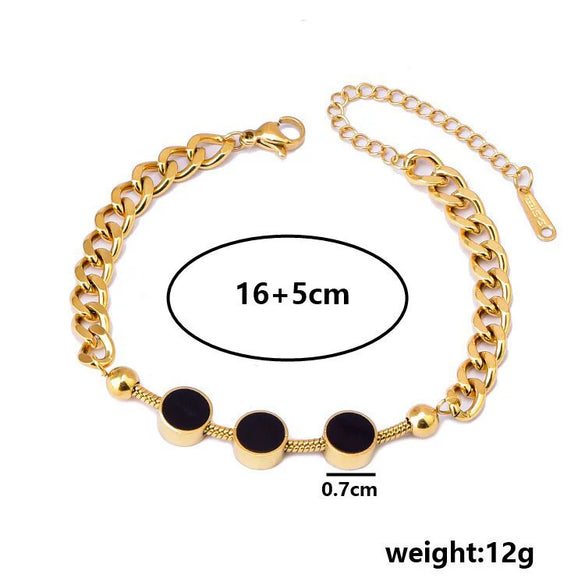 Titanium Steel Electroplated Women's Threeround Bracelet Fashionable Simple Light Luxury Jewelry