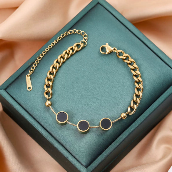Titanium Steel Electroplated Women's Threeround Bracelet Fashionable Simple Light Luxury Jewelry