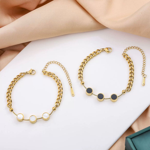 Titanium Steel Electroplated Women's Threeround Bracelet Fashionable Simple Light Luxury Jewelry