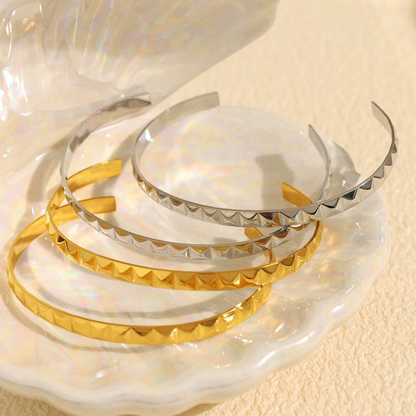 316L Stainless Steel Electroplating Minimalist Geometric Cshaped Ice Cream Bracelet