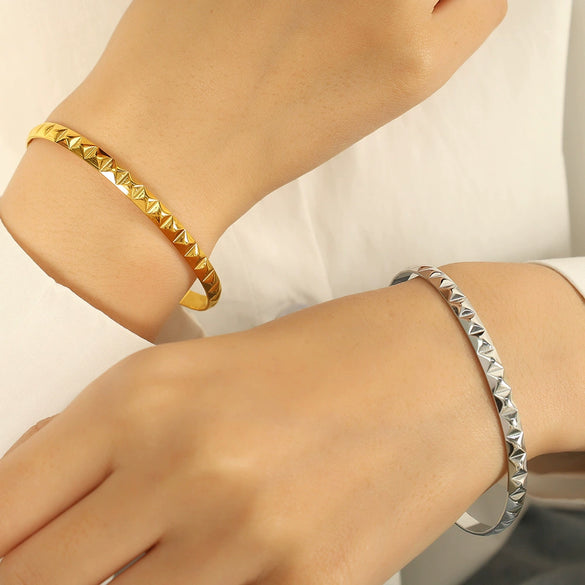 316L Stainless Steel Electroplating Minimalist Geometric Cshaped Ice Cream Bracelet