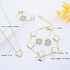 Wholesale Jewelry Elegant Lady Modern Style Four Leaf Clover 304 Stainless Steel Acrylic 18K Gold Plated Jewelry Set