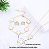 Wholesale Jewelry Elegant Lady Modern Style Four Leaf Clover 304 Stainless Steel Acrylic 18K Gold Plated Jewelry Set