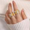 Wholesale Jewelry Elegant Simple Style Cross Titanium Steel Rhinestones 18K Gold Plated Plating Inlay Wide Band Rings
