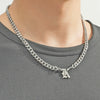 Titanium Steel English Alphabet Pendant Necklace With Cuban Chain Electroplating Hip Hop Fashion Style