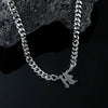 Titanium Steel English Alphabet Pendant Necklace With Cuban Chain Electroplating Hip Hop Fashion Style