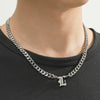 Titanium Steel English Alphabet Pendant Necklace With Cuban Chain Electroplating Hip Hop Fashion Style