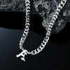 Titanium Steel English Alphabet Pendant Necklace With Cuban Chain Electroplating Hip Hop Fashion Style