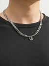 Titanium Steel English Alphabet Pendant Necklace With Cuban Chain Electroplating Hip Hop Fashion Style