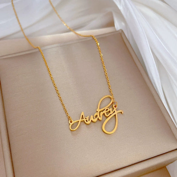 Titanium Steel English Letter Geometric Style Electroplated Unisex Necklace