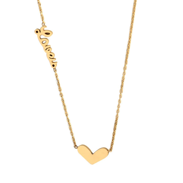Titanium Steel English Love Furnace Cartoon Geometric Electroplated Necklace For Female