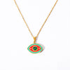 Titanium Steel Evil Eye Pendant Necklace With O Shaped Chain Electroplated