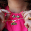 Titanium Steel Evil Eye Pendant Necklace With O Shaped Chain Electroplated