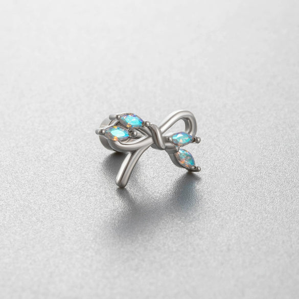Titanium Steel Fairy Style Bow Shape Heart Shape Bow Pattern Zirconia Earrings For Women