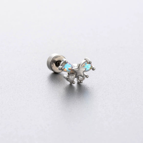 Titanium Steel Fairy Style Bow Shape Heart Shape Bow Pattern Zirconia Earrings For Women