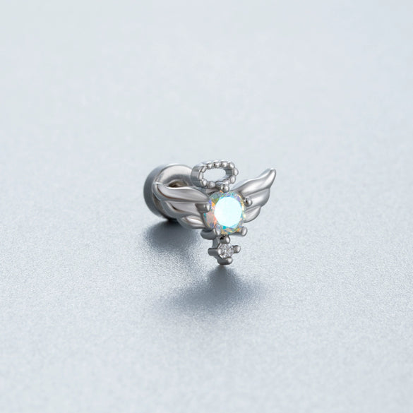 Titanium Steel Fairy Style Heart And Drop Shape Zirconia Earrings