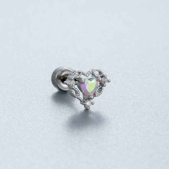 Titanium Steel Fairy Style Heart And Drop Shape Zirconia Earrings