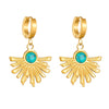 Titanium Steel Fanshaped Irregular Pendant Earrings Retro Fashion Electroplated For Women