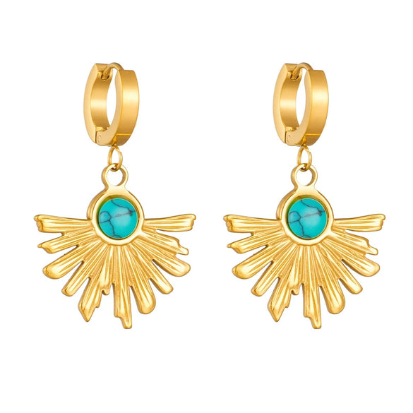 Titanium Steel Fanshaped Irregular Pendant Earrings Retro Fashion Electroplated For Women
