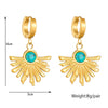 Titanium Steel Fanshaped Irregular Pendant Earrings Retro Fashion Electroplated For Women