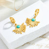Titanium Steel Fanshaped Irregular Pendant Earrings Retro Fashion Electroplated For Women