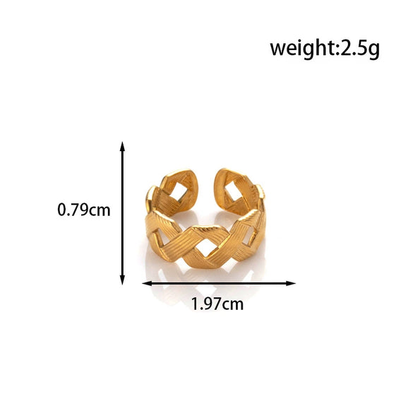 Titanium Steel Fashion All Match Snake Leaf Flower Light Luxury Opening Adjustable Ring With Electroplating