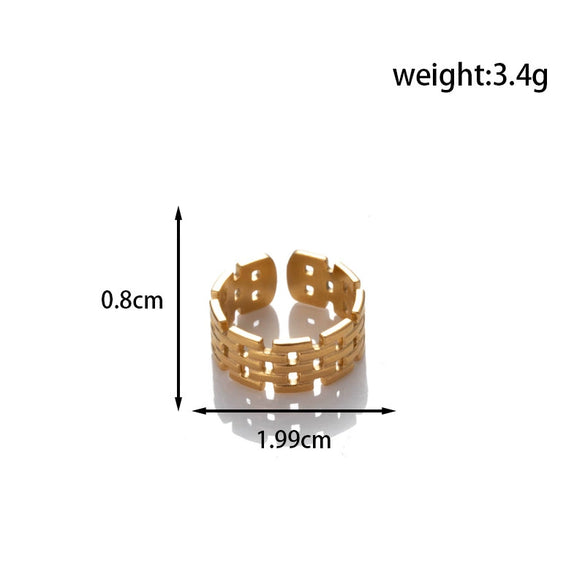 Titanium Steel Fashion All Match Snake Leaf Flower Light Luxury Opening Adjustable Ring With Electroplating