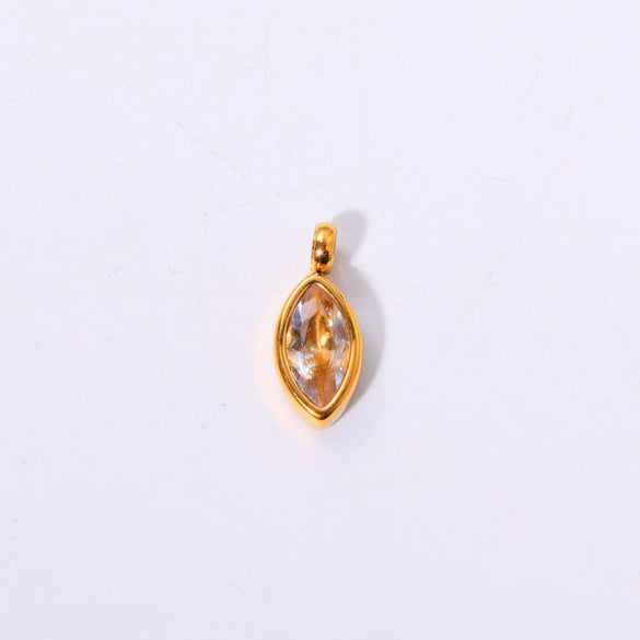 Titanium Steel Fashion Geometric Birthstone Zircon Ladies Pendant Jewelry With Horse's Eye Design And Electroplating