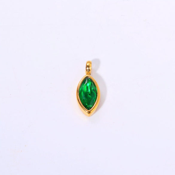 Titanium Steel Fashion Geometric Birthstone Zircon Ladies Pendant Jewelry With Horse's Eye Design And Electroplating