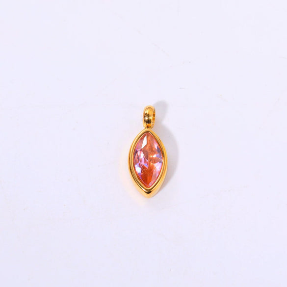Titanium Steel Fashion Geometric Birthstone Zircon Ladies Pendant Jewelry With Horse's Eye Design And Electroplating
