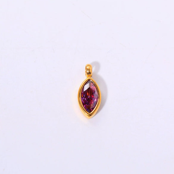 Titanium Steel Fashion Geometric Birthstone Zircon Ladies Pendant Jewelry With Horse's Eye Design And Electroplating