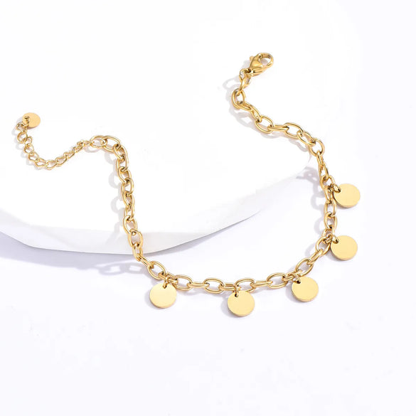 Fashion Geometric 304 Stainless Steel 14K Gold Plated Bracelets In Bulk