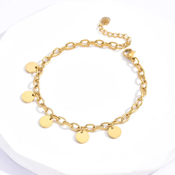 Fashion Geometric 304 Stainless Steel 14K Gold Plated Bracelets In Bulk