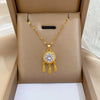 Titanium Steel Feather Tassel Zircon Dream Catcher Necklace With Geometric Pattern For Women