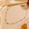 Titanium Steel Five Leaf Clover Patterned Jewelry Set With Drill For Women Including Bracelet And Necklace