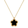 Titanium Steel Five Leaf Flower Double Sided Cartoon Style Electroplated Necklace