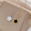Titanium Steel Five Leaf Flower Double Sided Cartoon Style Electroplated Necklace