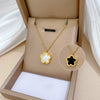 Titanium Steel Five Leaf Flower Double Sided Cartoon Style Electroplated Necklace