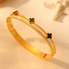 Titanium Steel Fiveleaf And Fourleaf Flower Diamond Bracelet Electroplated Minimalist Style