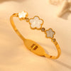 Titanium Steel Fiveleaf And Fourleaf Flower Diamond Bracelet Electroplated Minimalist Style