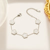 Titanium Steel Fiveleaf Clover Flower Plum Pendant Clavicle Chain For Women With Vacuum Furnace Electroplating