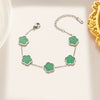 Titanium Steel Fiveleaf Clover Flower Plum Pendant Clavicle Chain For Women With Vacuum Furnace Electroplating