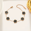 Titanium Steel Fiveleaf Clover Flower Plum Pendant Clavicle Chain For Women With Vacuum Furnace Electroplating