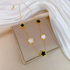 Titanium Steel Fiveleaf Flower Doublesided Cartoon Style Electroplated Unisex Necklace