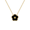 Titanium Steel Fiveleaf Flower Doublesided Minimalist Air Furnace Real Gold Plated Unisex Cartoon Geometric Pendant Necklace