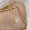 Titanium Steel Fiveleaf Flower Geometric Light Luxury Microinlaid Electroplated Women's Necklace Earrings Set